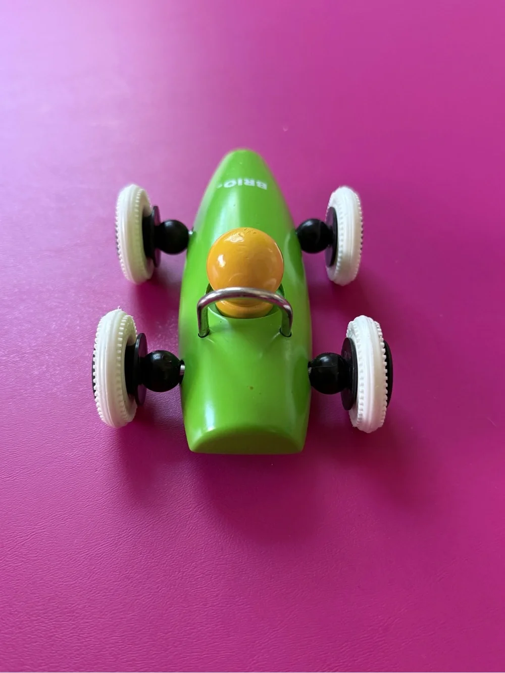 Brio Racecar Wooden Toddler Toy Preschool Kids Lime Green Wood Car Rubber Wheels